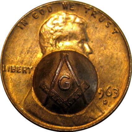 Masonic-Tokens,-Coins-And-Counter-Stamped-Pennies