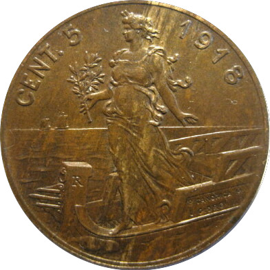 Italy-1918-5-Centesimos-For-Grading