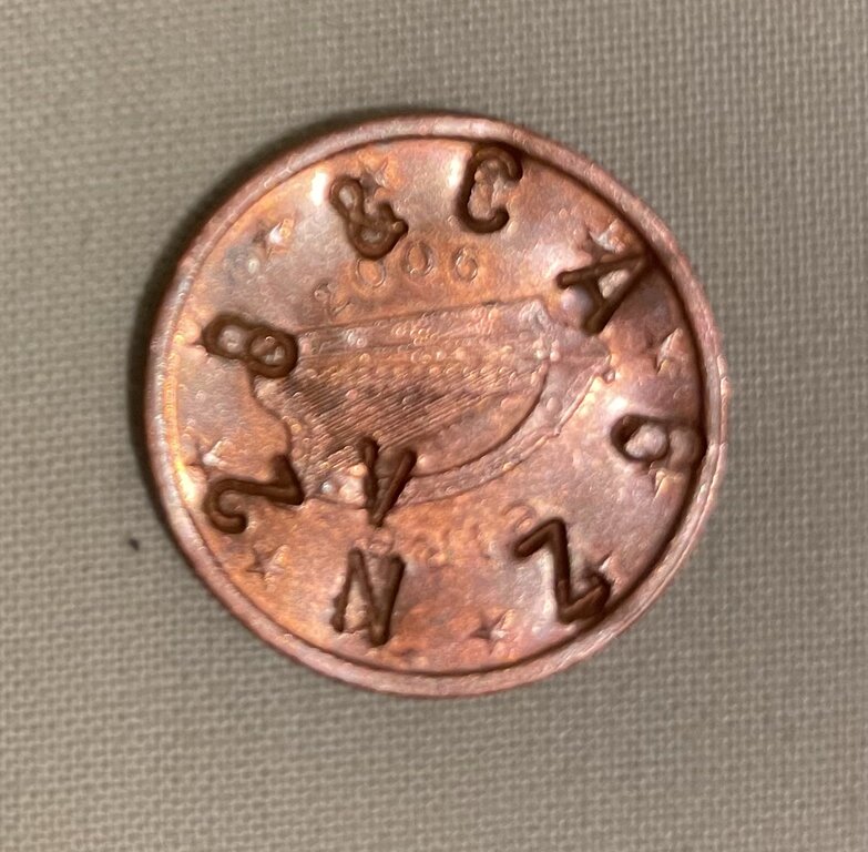 Rare-5-Cent-Irish-Coin.-Engravings-On-Top.