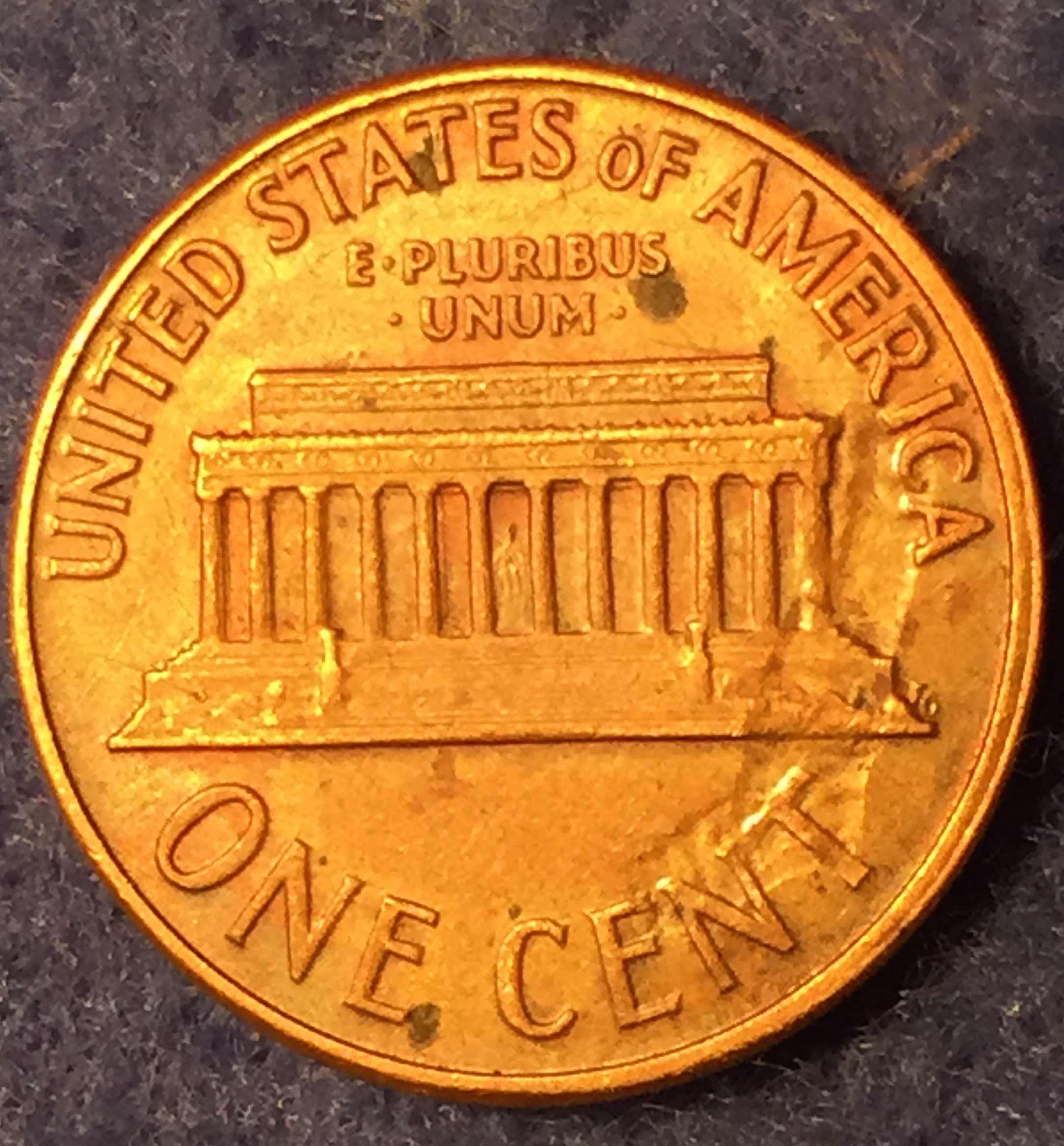 1960-D-1-Cent-Struck-Through-Foreign-Object
