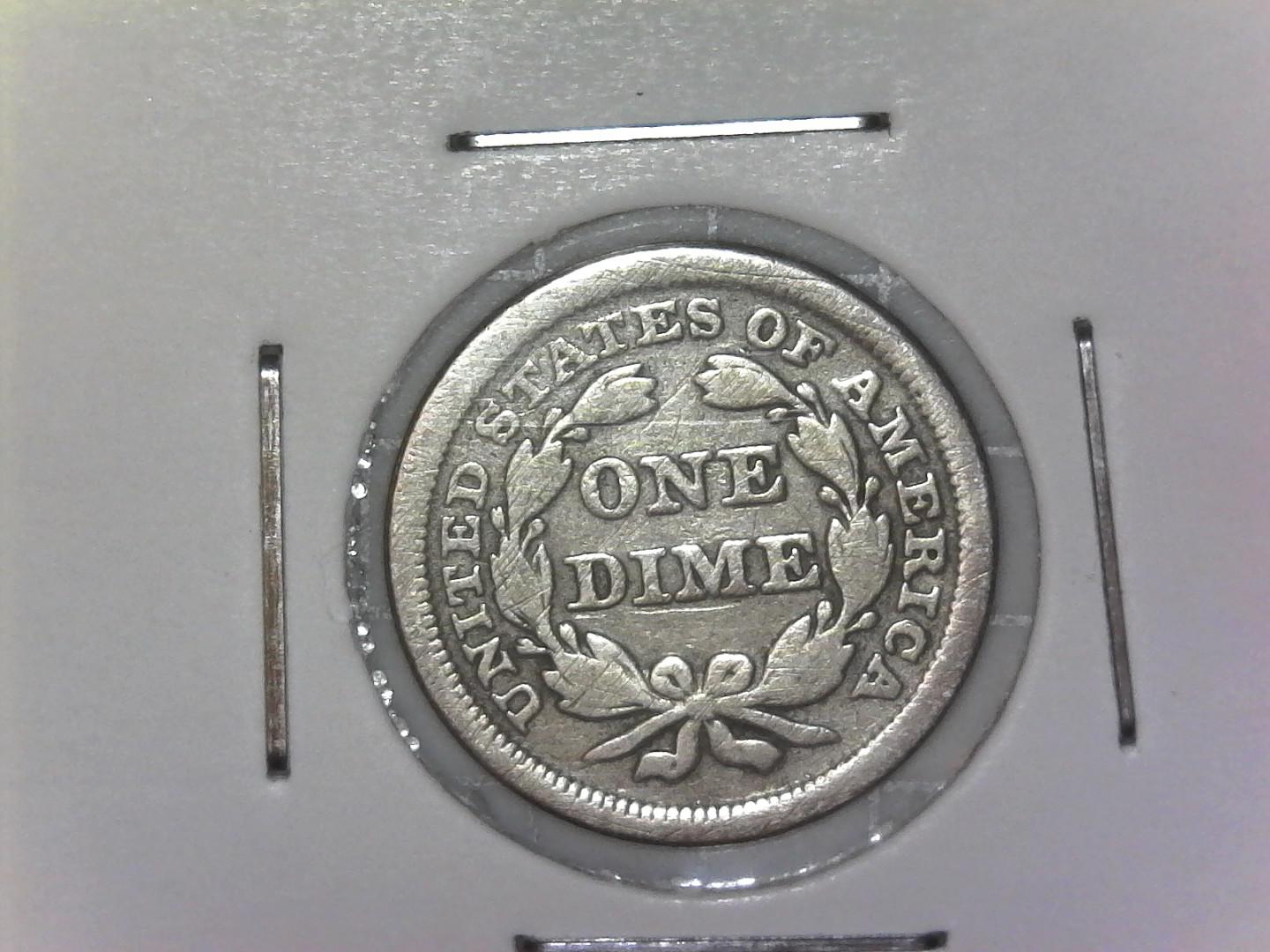 1-Dime,-Sitting-Liberty-Dime-1855---Grade-?
