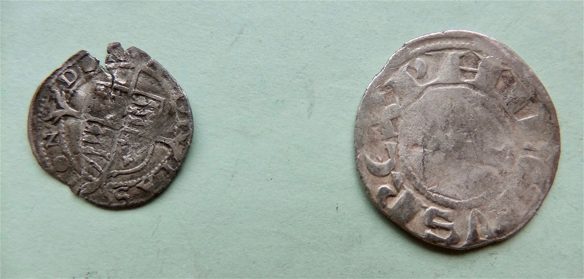 Two-Coins,-Possibly-Old-English.-1600's-Perhaps-?-Id:-16th-Century-England-And-13th-Century-France