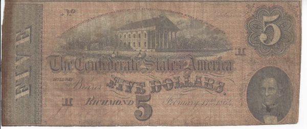 Note-On-A-Confederate-$5-Bill-Written-In-New-Brunswick,-CA