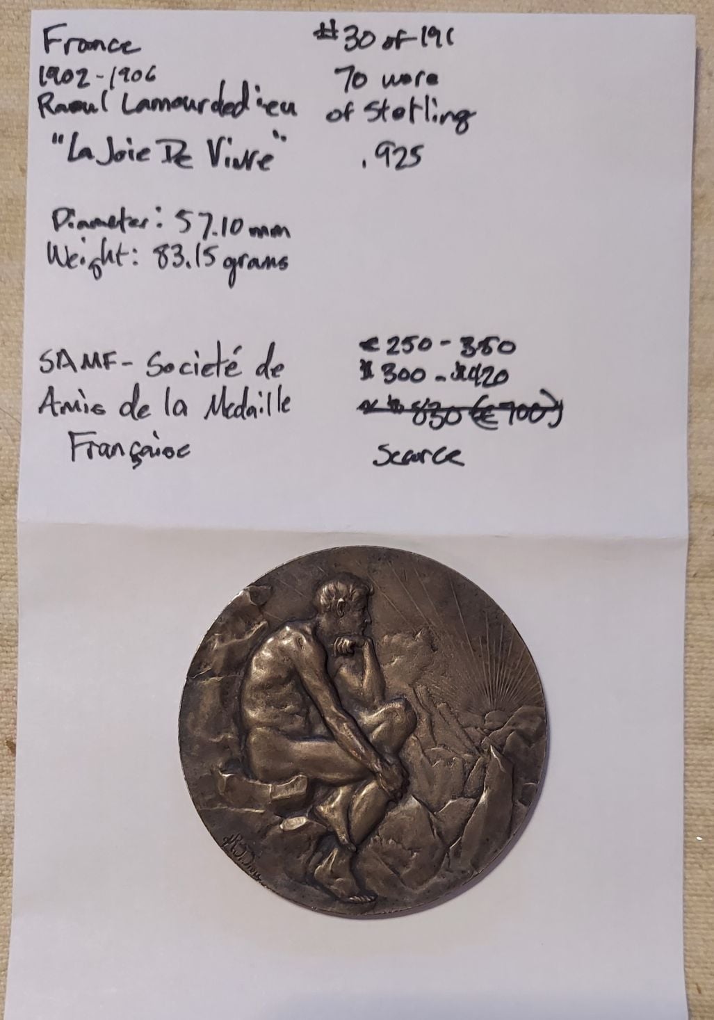 Societe-De-Amis-De-LA-M�daille-Francaise-Sterling-Art-Medallions-1890-S-1910-S
