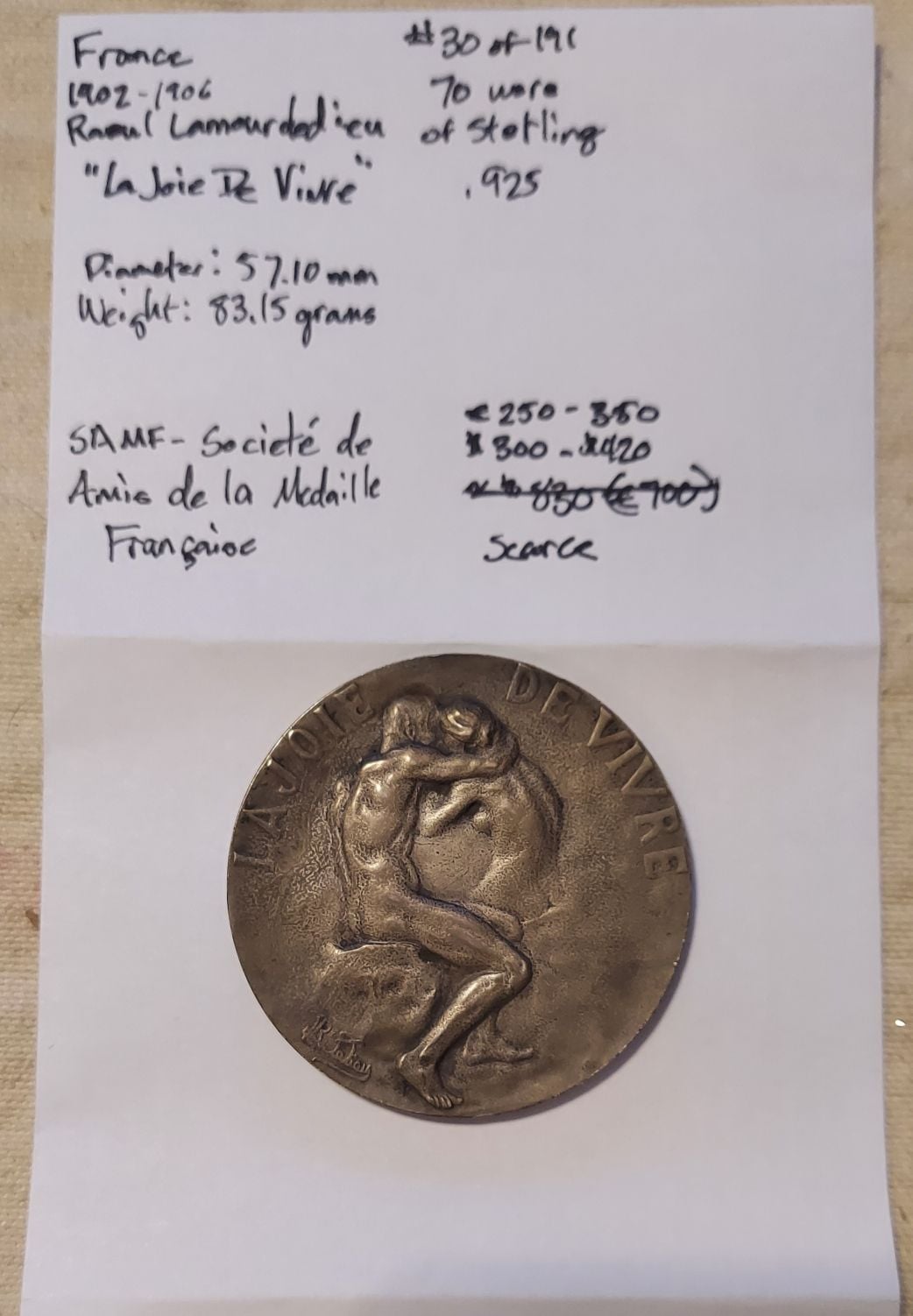 Societe-De-Amis-De-LA-M�daille-Francaise-Sterling-Art-Medallions-1890-S-1910-S