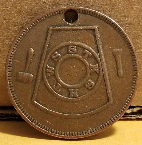 Masonic-Tokens,-Coins-And-Counter-Stamped-Pennies
