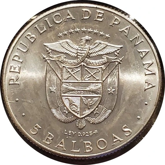 For-Sale:-1970-Panama-5-Balboas---Nice-Big-Silver-Coins-Unc