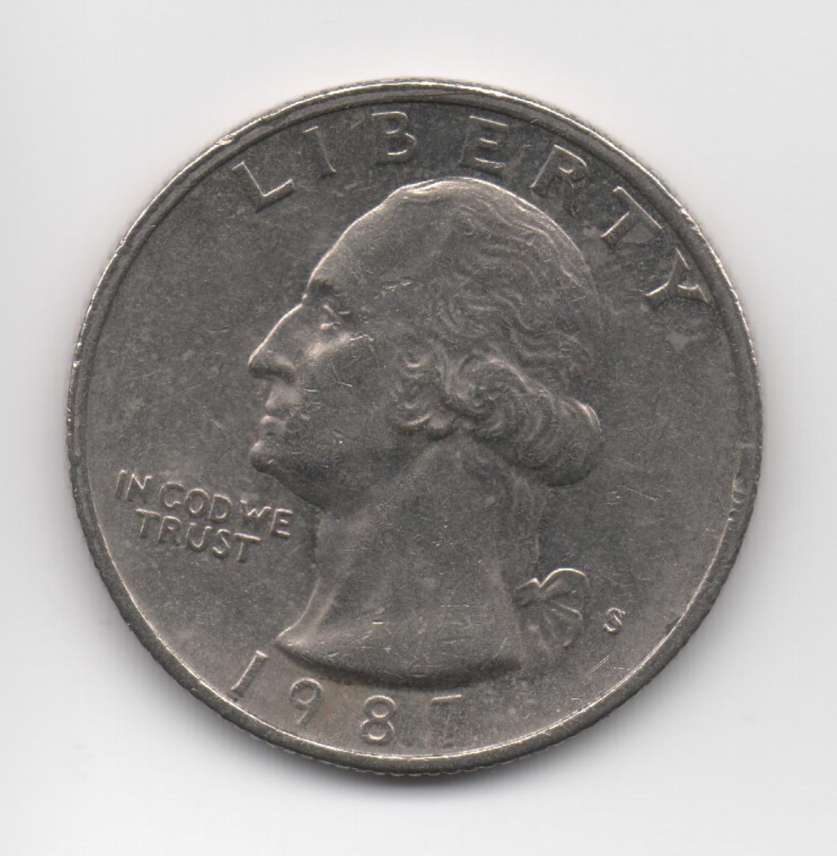 1987-S-Washington-Quarter-Found-In-Circ.-With-No-Proof-Coating/Cameo