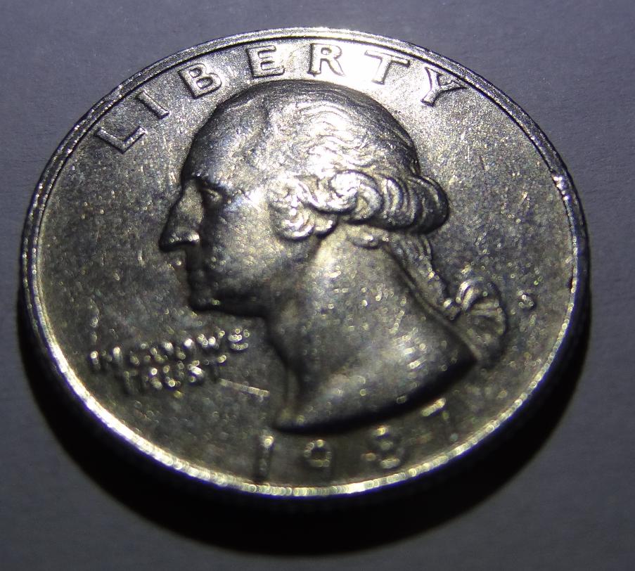 1987-S-Washington-Quarter-Found-In-Circ.-With-No-Proof-Coating/Cameo