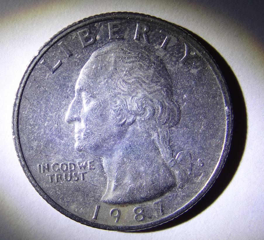 1987-S-Washington-Quarter-Found-In-Circ.-With-No-Proof-Coating/Cameo