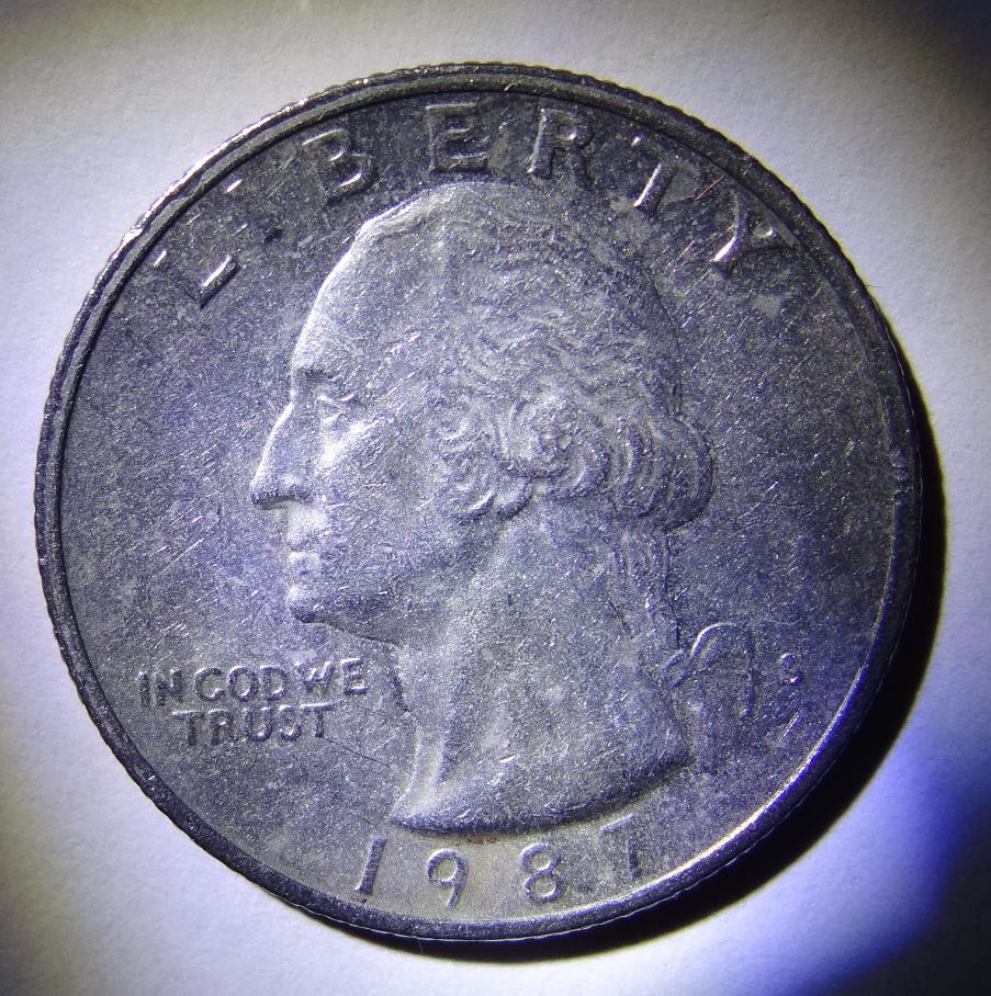 1987-S-Washington-Quarter-Found-In-Circ.-With-No-Proof-Coating/Cameo