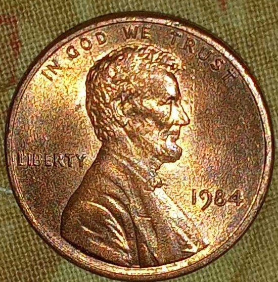 1984-Lincoln-Penny-NM-With-Die-Break-Leading-Into-A-Die-Crack