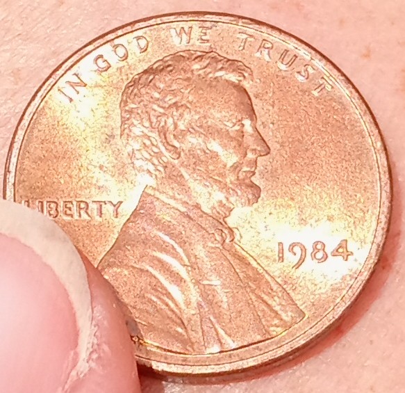 1984-Lincoln-Penny-NM-With-Die-Break-Leading-Into-A-Die-Crack