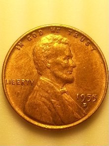1955-D-Penny-Damaged-Letters-On-Reverse-From-Circulation-Or?