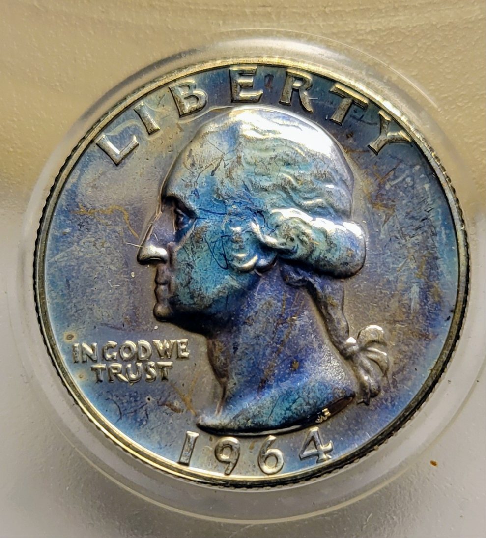 Toned-1964-Washington-Quarter-For-Grading-And-Comments