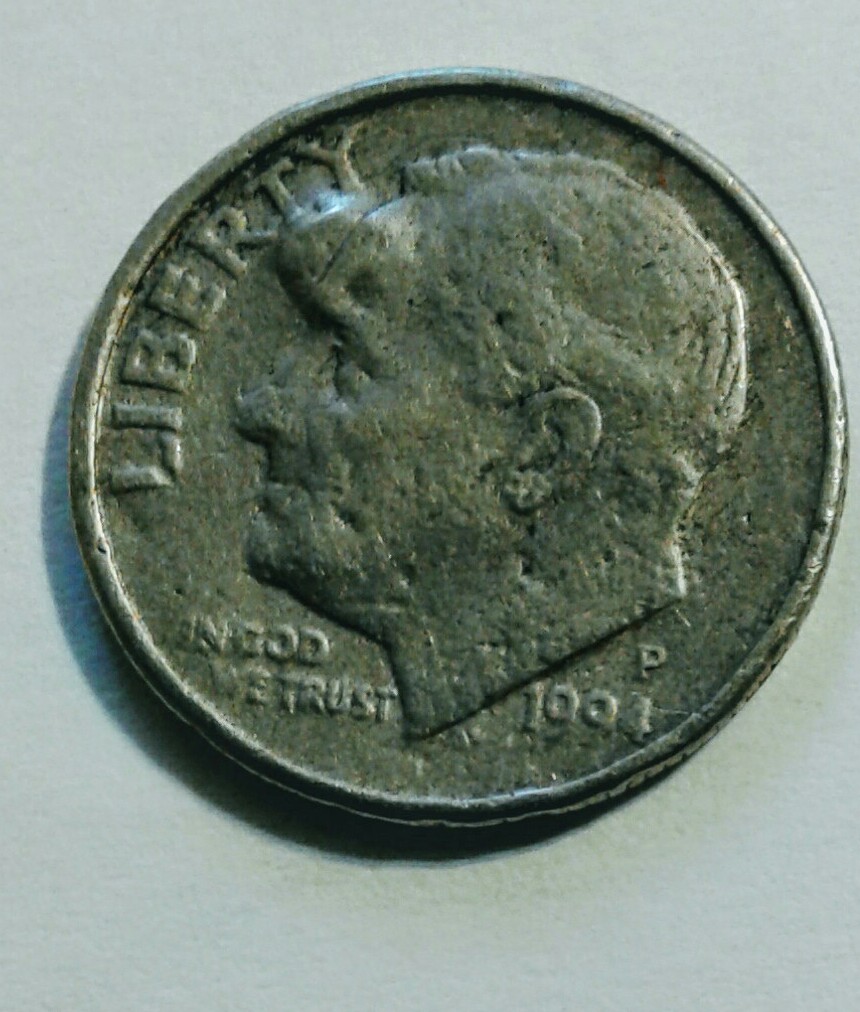 1994-P-Dime-With-Strange-Bump-On-Forehead.
