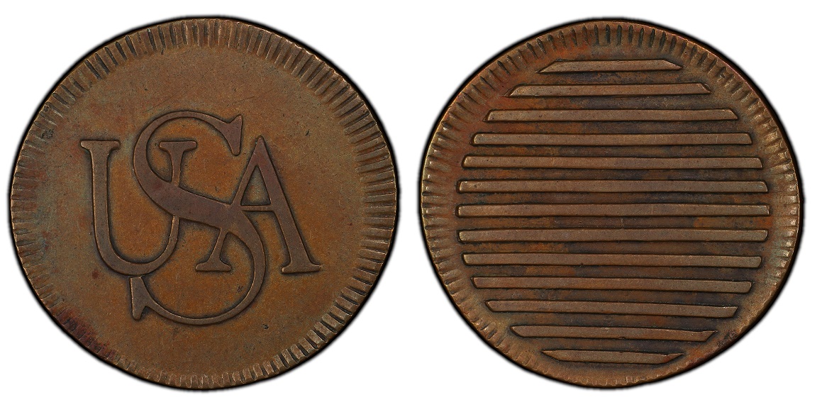 1785-Bar-Copper-Cent/Token-Validity-Of-Rare-Oval-Planchet-Variety