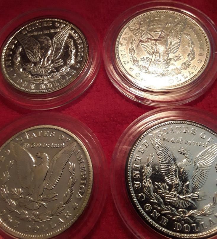 Morgan-Dollars-In-A-Display-Case