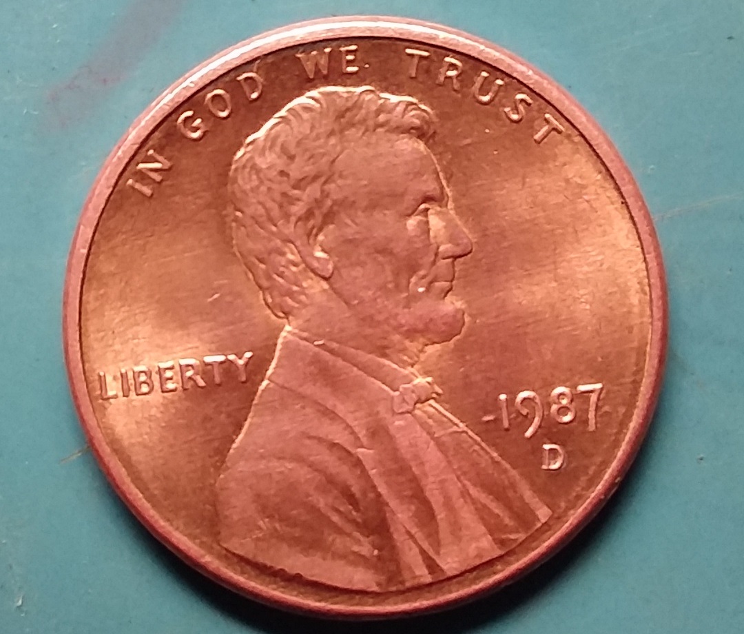 Help-Penny-1987,-Possible-Error,-Stamped-A-Minus-Sign-Before-The-Date--1987