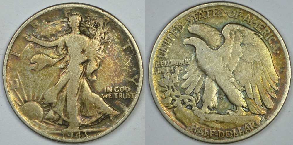 Grading-A-1943-P-Walking-Liberty-Half-With-Toning.