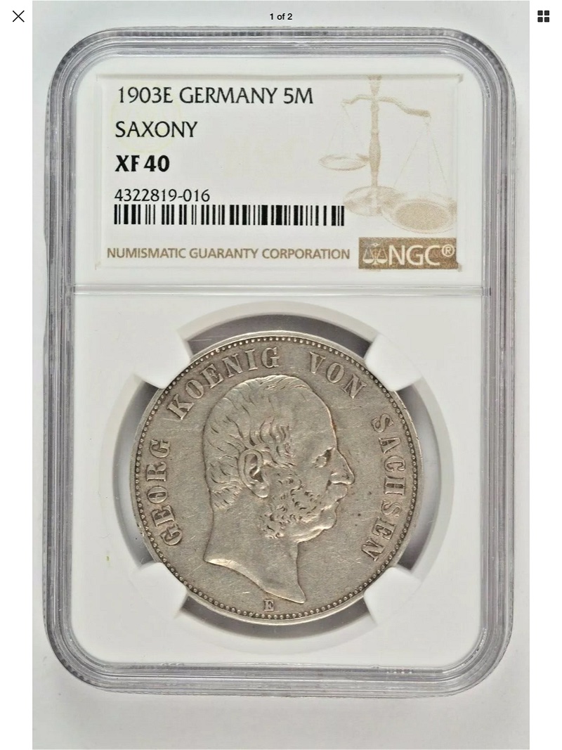 1903-E-Saxony-German-5-Mark