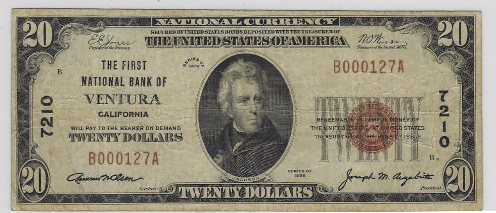 1929-Ch#-7210-Ventura-CA---National-Bank-Note-Rare