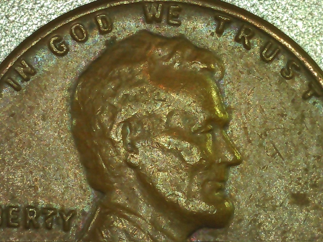 1965-Lincoln-Cent,-Curious-Feature-On-Reverse