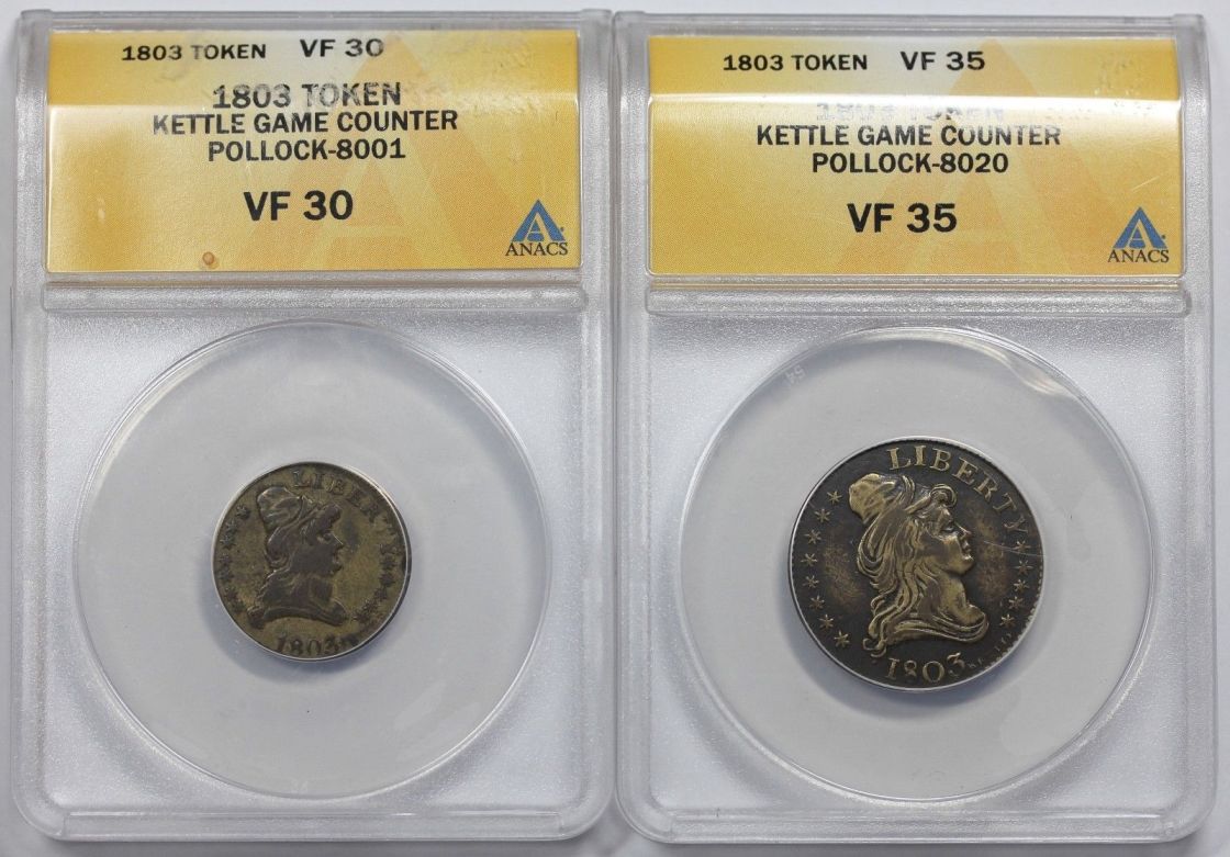 1803-Kettle-/-Gaming-Tokens-That-Resemble-$2.5-And-$5-Gold-Coins