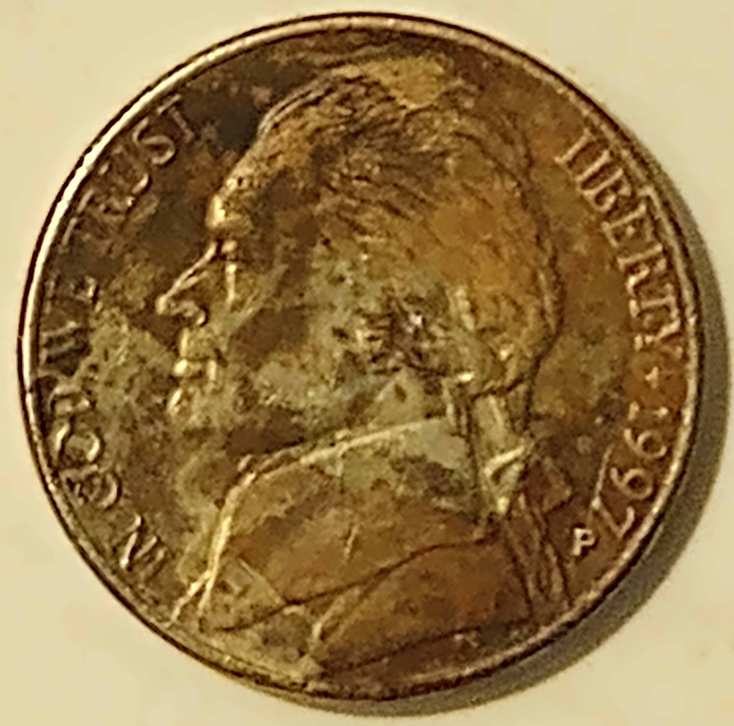 1997-P-Nickel-Improperly-Annealed-Planchet/-Error?-Copper-On-Both-Sides-And-Edges.