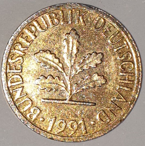 1991-1-Pfennig-Germany-Unusual-Colour