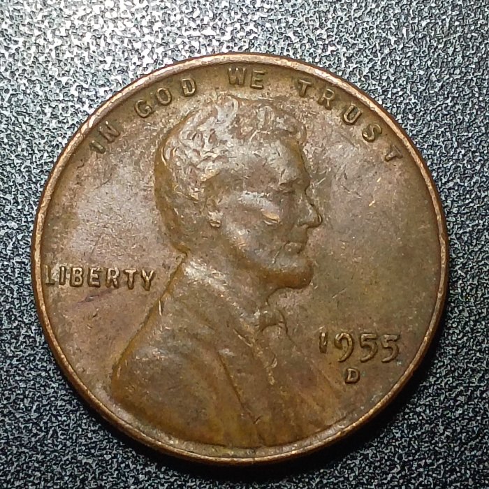 1955-D-Lincoln-Wheat-Cent-Weird-Letting-On-Reverse