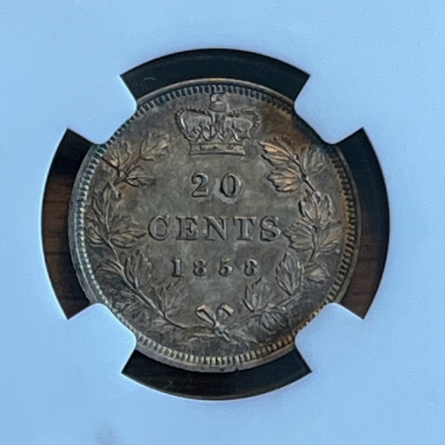 1858-Canada-20c,-NGC-Graded-AU-55