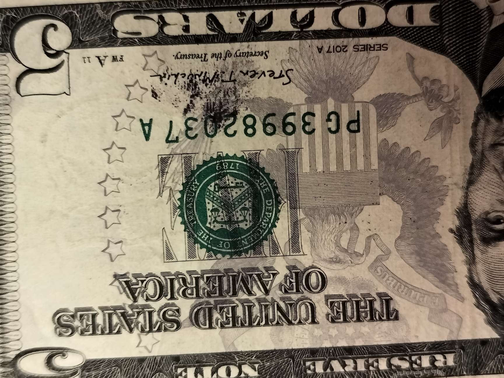 2017-A-$5-Note.-Neat-Ink-Error-Or-Is-There-A-Bunch-Like-This.