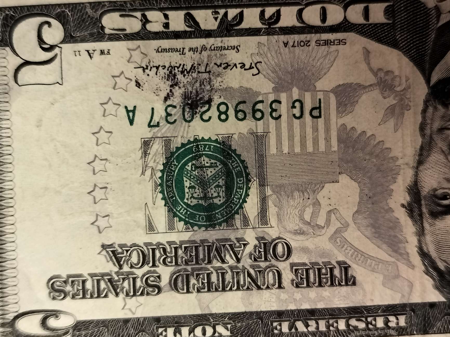 2017-A-$5-Note.-Neat-Ink-Error-Or-Is-There-A-Bunch-Like-This.