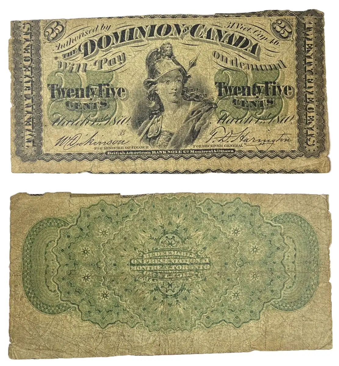 Grade-And-Comments-On-1870-Issue-25-Cent-Dominion-Of-Canada