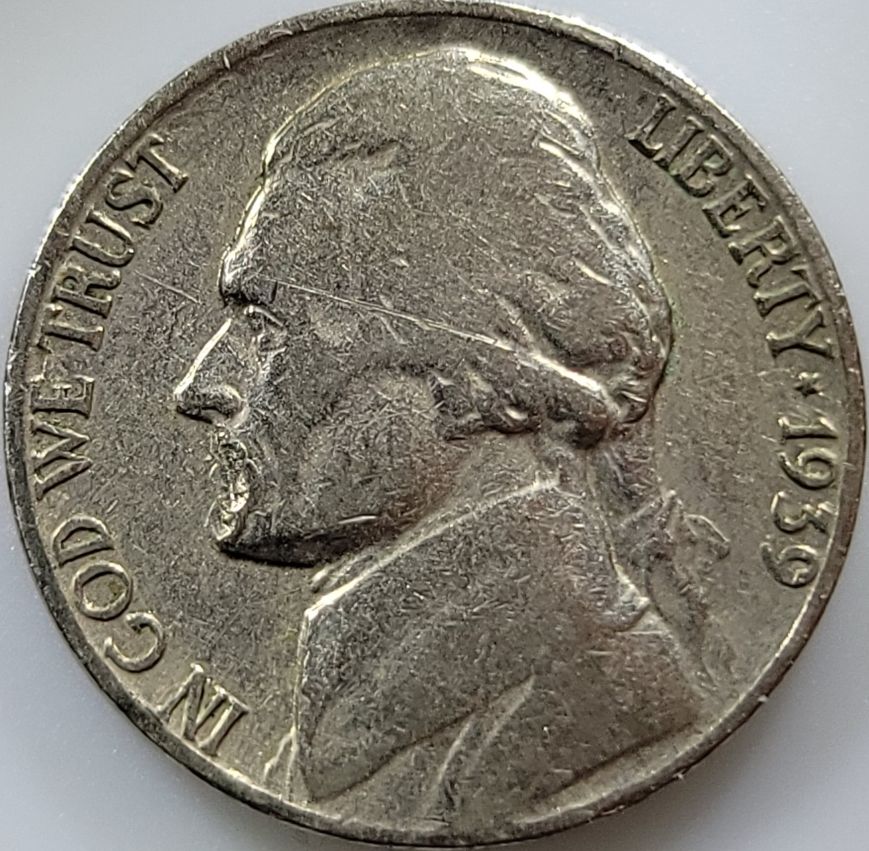 1939-P-Nickel-Cud/Die-Break-Jefferson-Missing-Mouth?