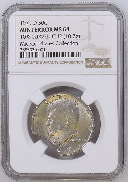 1971-D-Half-Dollar-10%-Curved-Clip-NGC-MS-64