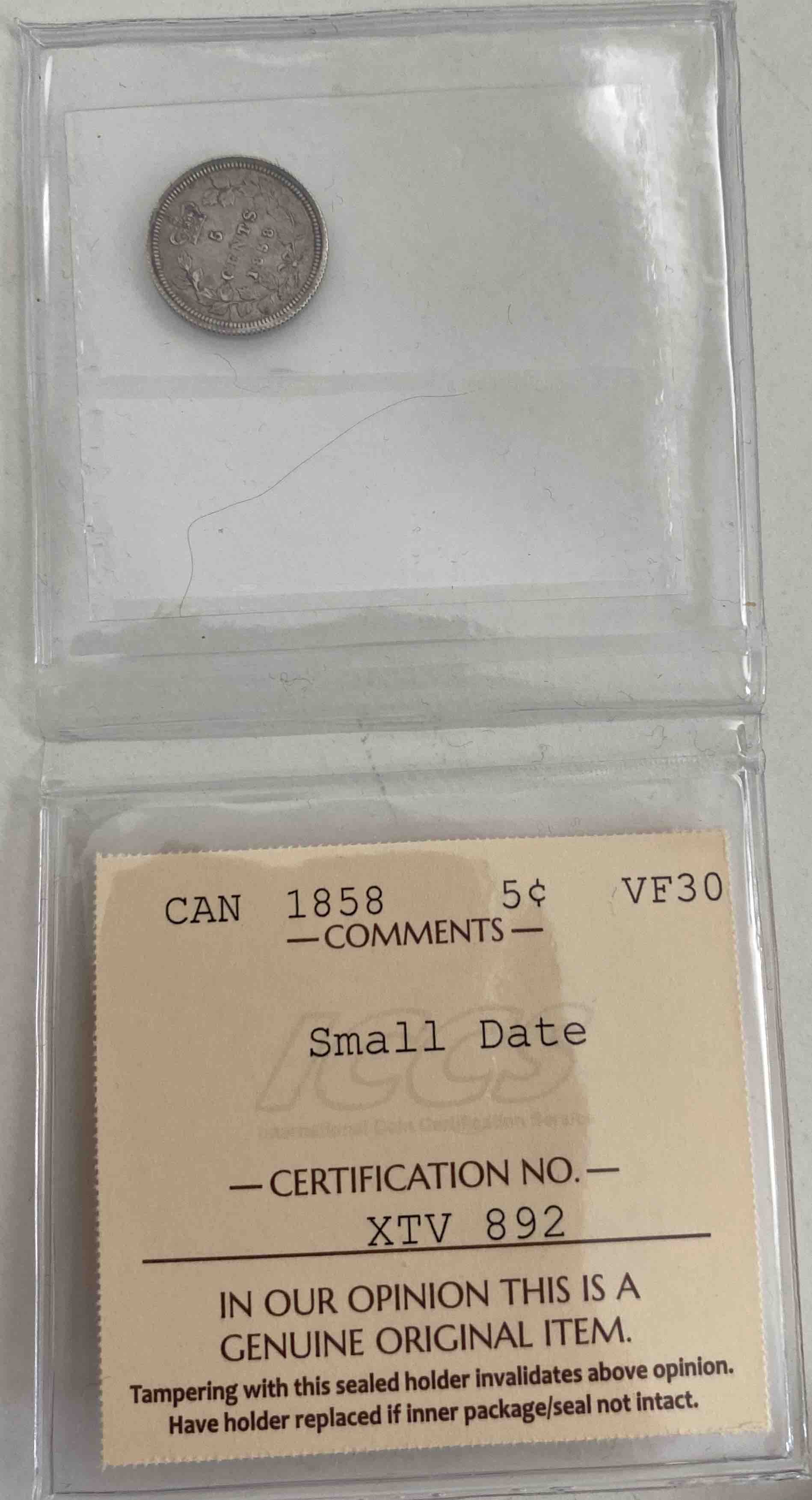 ICCS-Says-This-Is-An-1858-Small-Date-5-Cent---I-Say-What?