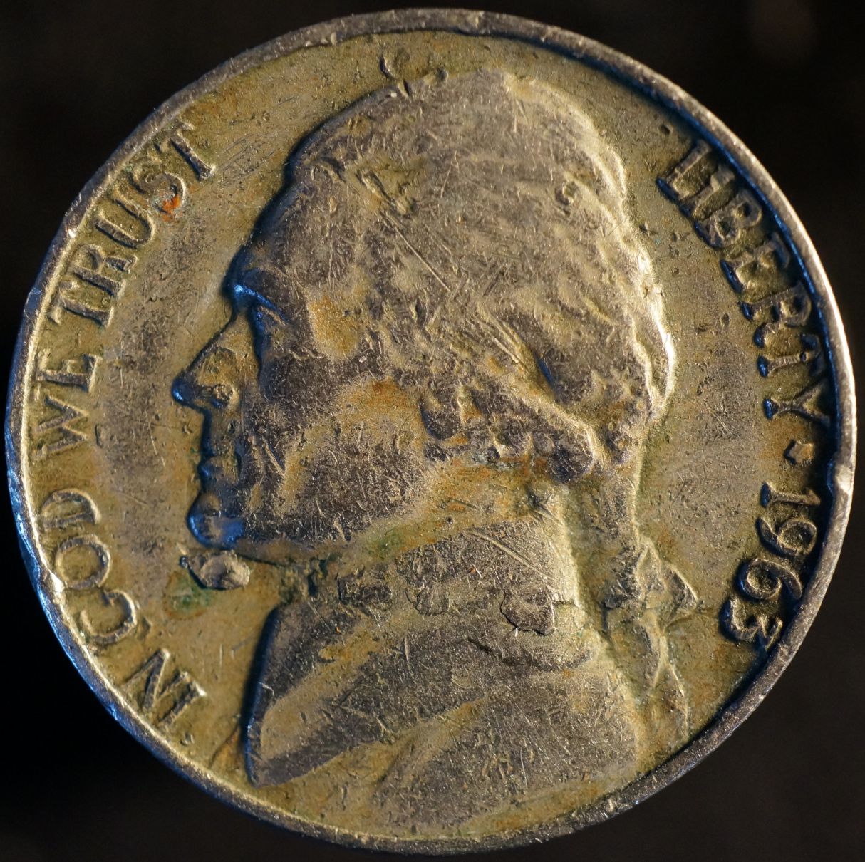 1963-P-Jefferson-Nickel-Interesting-Obverse-Lamination