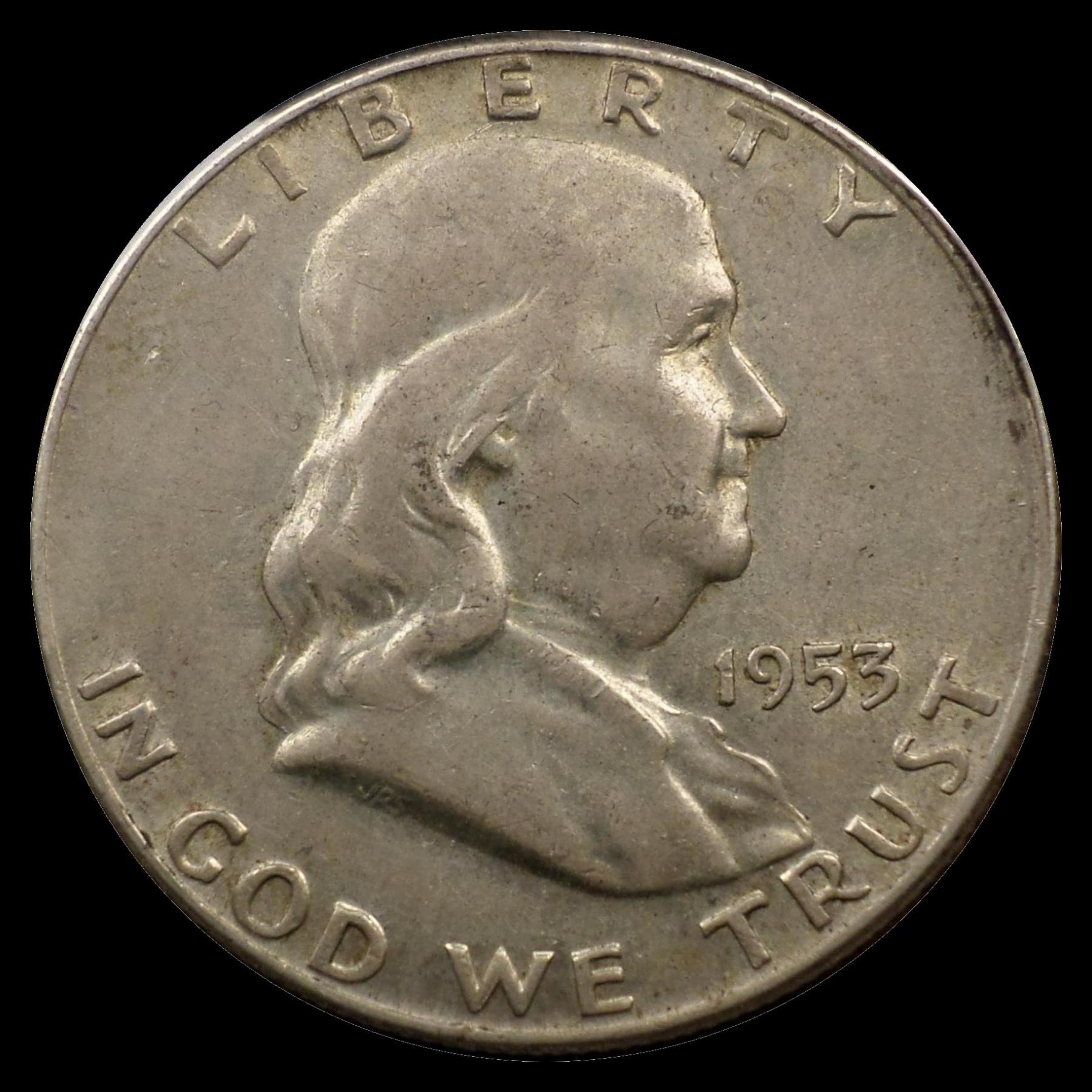 1953-D-Franklin-Half-Dollar..-Brockage?-Struck-Through-Fragment?