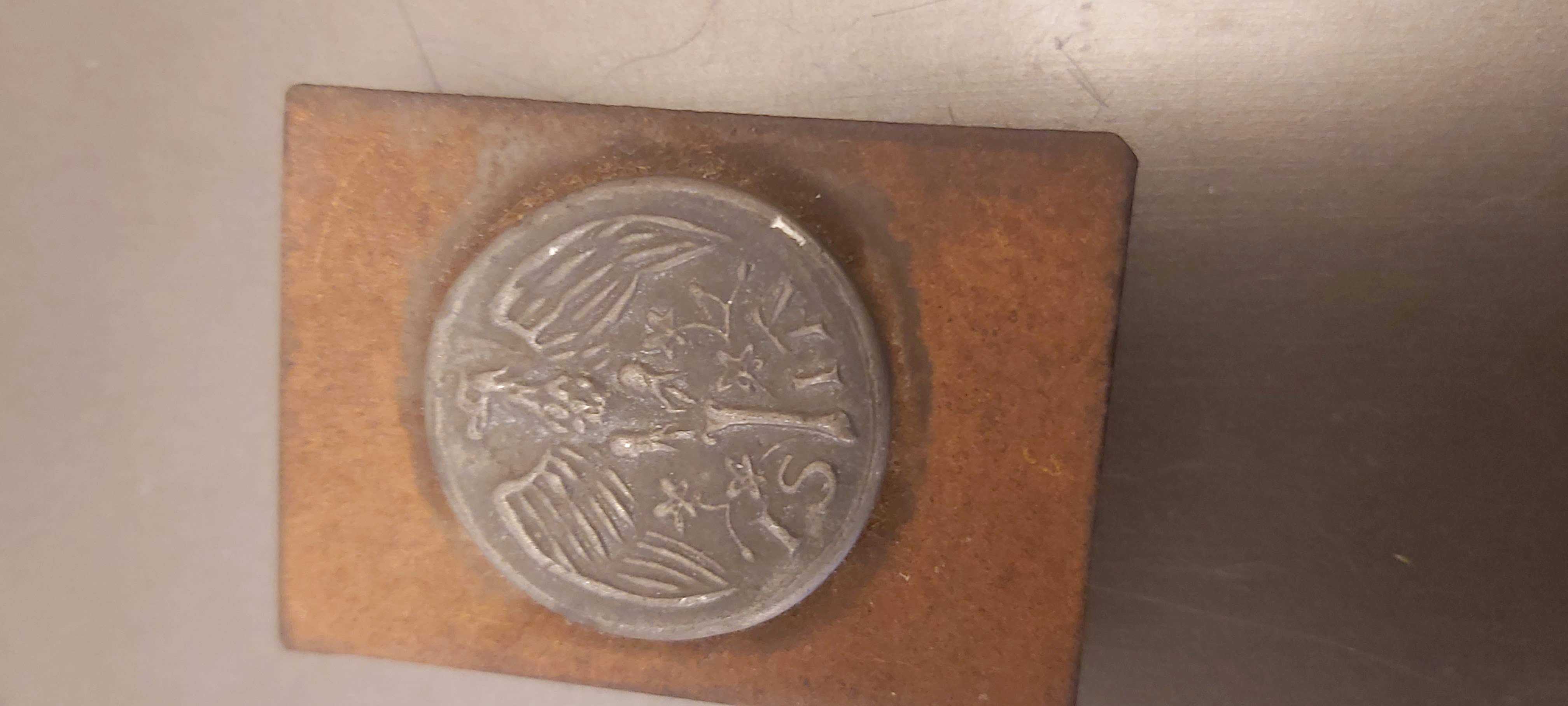 WW1-Trench-Art-With-Much-Older-Coin-Attached-I-Believe.-Likely-European-Id:-French-Souvenir-Medal