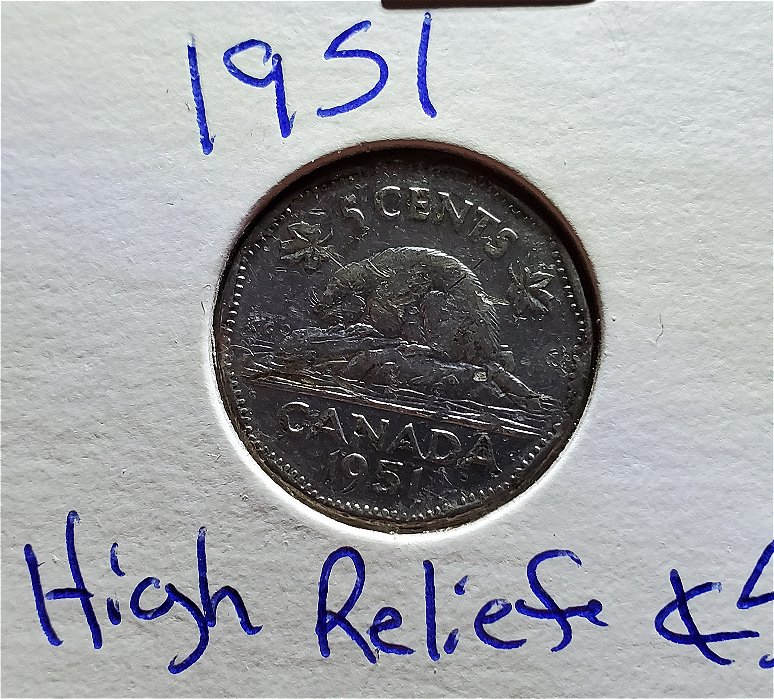 Canadian-1951-High-Relief-Nickel