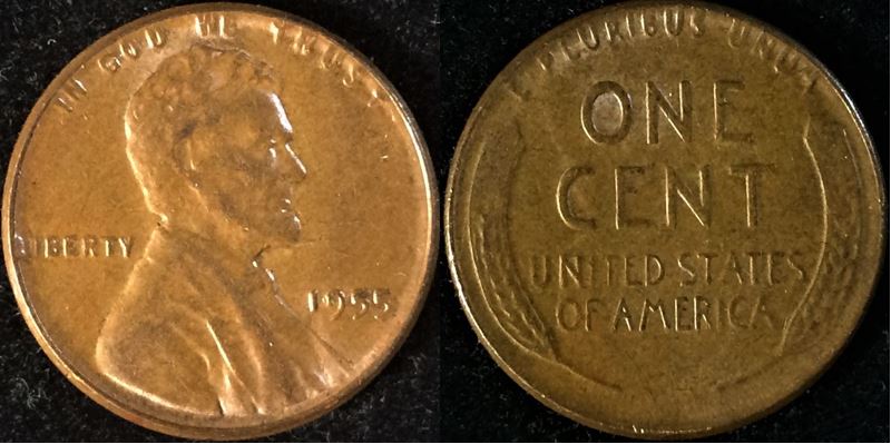 1955-Lincoln-Wheat-Cent-Poor-Man's-Partial-DDO-Or-Partial-RPD
