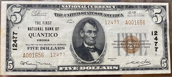 Last-Note-In-Series-1929-National-Currency-Type-II-Quantico-VA-$5