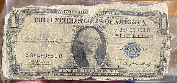 Ugliest-1935-$1-Silver-Certificate-Error-Separated-2-Halves