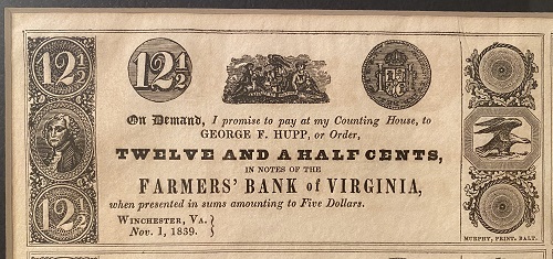 Uncut-Sheet-1839-Farmers-Bank-Of-Virginia-Winchester-VA