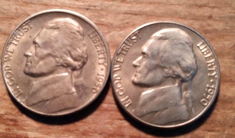 2-1950-D-Jefferson-Nickels---One-Has-A-Weak-MM-And-Is-Very-Near-The-Rim