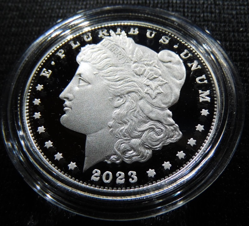 Morgan-And-Peace-2023-Silver-Proofs-Just-Arrived,-Open-Capsule?