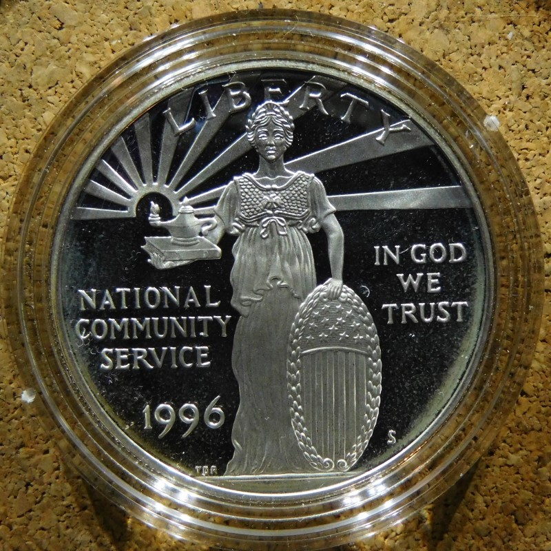 1996-S-National-Community-Service-Proof-Silver-Dollar