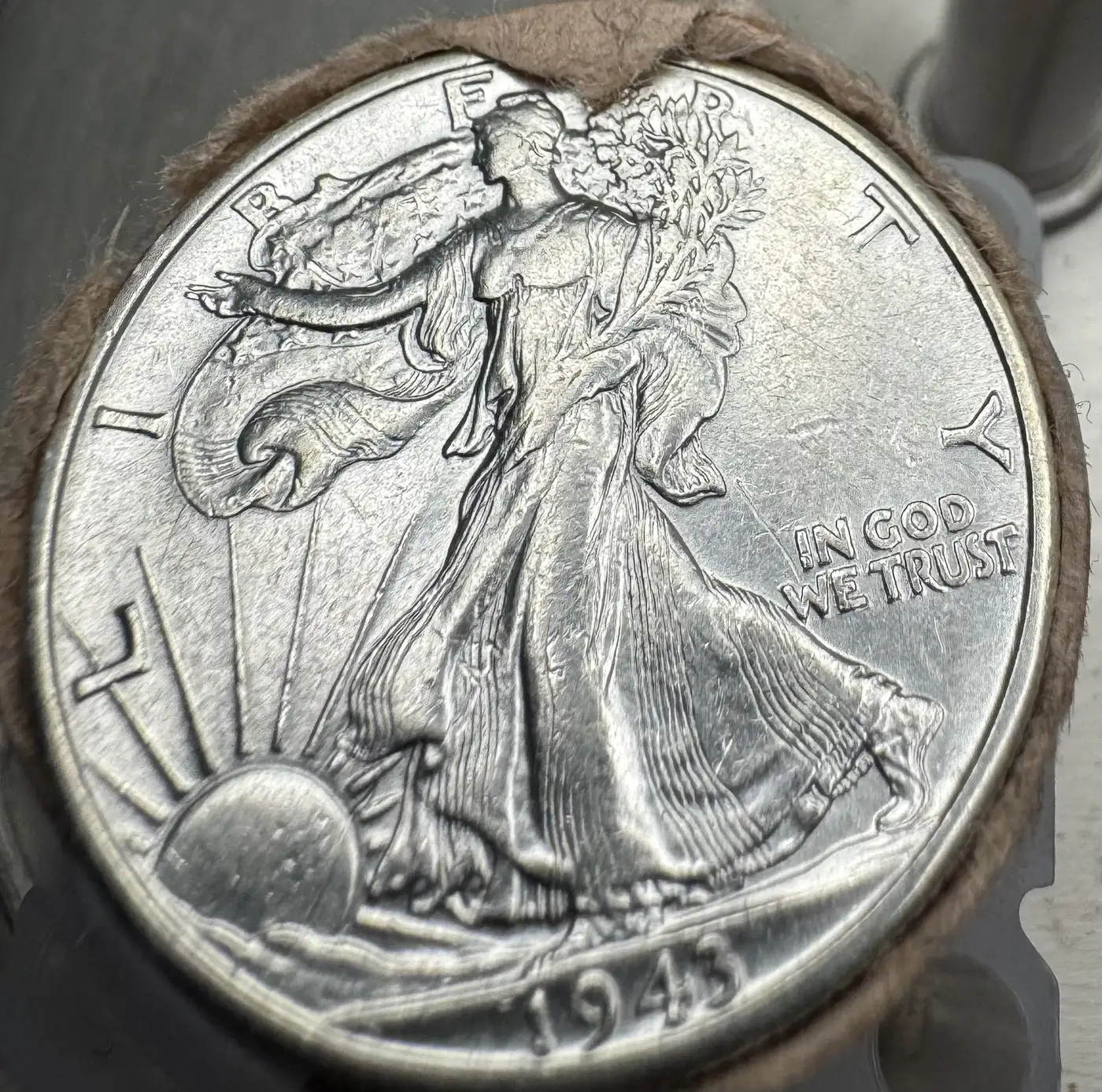 1943-D-Walking-Liberty-Half---Shiny-And-No-Luster